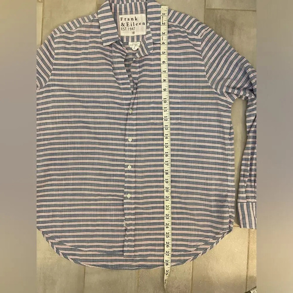 Frank & Eileen Long Sleeve Eileen Striped Button Down Pink & Blue Medium - Picture 10 of 10